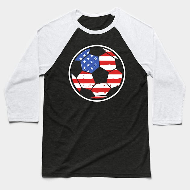 USA Soccer Design Baseball T-Shirt by GIANTSTEPDESIGN